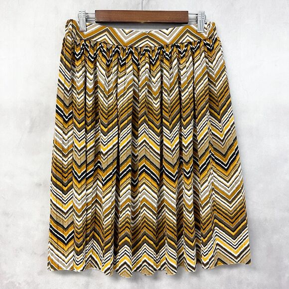 Cato Chevron Zig Zag Skirt Women Medium Pleated Bohemian Western Cowgirl Stretch - Picture 1 of 7